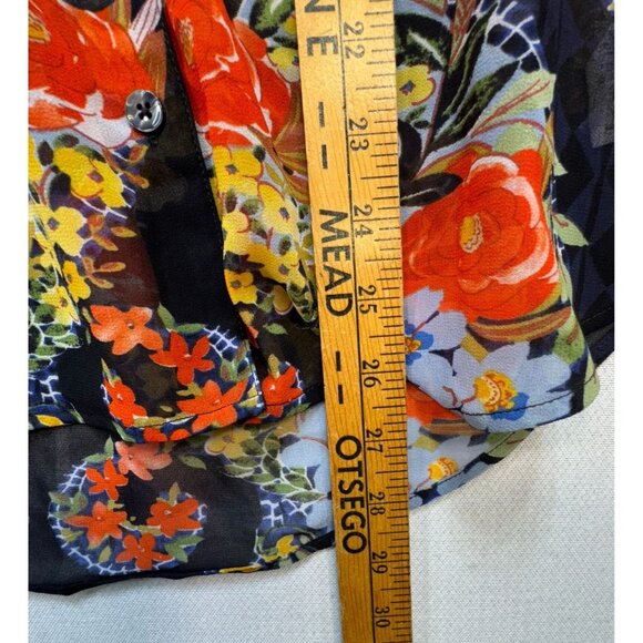 Cabi Womens Amour Sheer Tunic Blouse Size S Black Floral Button-Up Boho Casual - Picture 10 of 16
